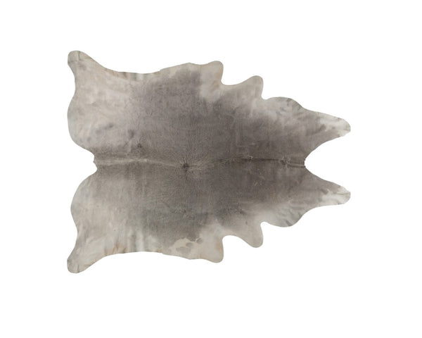 HomeRoots 6x7 Hand Knotted Cowhide Area Rug in Neutral White Gray for Modern Living 544313