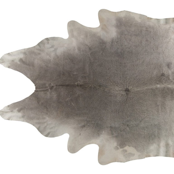 6x7 Hand Knotted Cowhide Area Rug in Neutral White Gray for Modern Living
