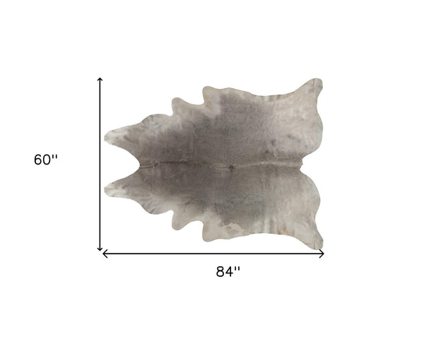 Homeroots 6' X 7' White And Gray Cowhide Hand Knotted Area Rug Gray Cowhide 544313