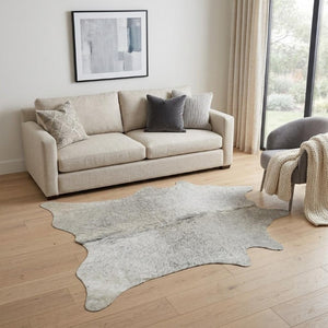 5x7 Genuine Cowhide Hand Knotted Area Rug Natural Texture Light Gray Living Room