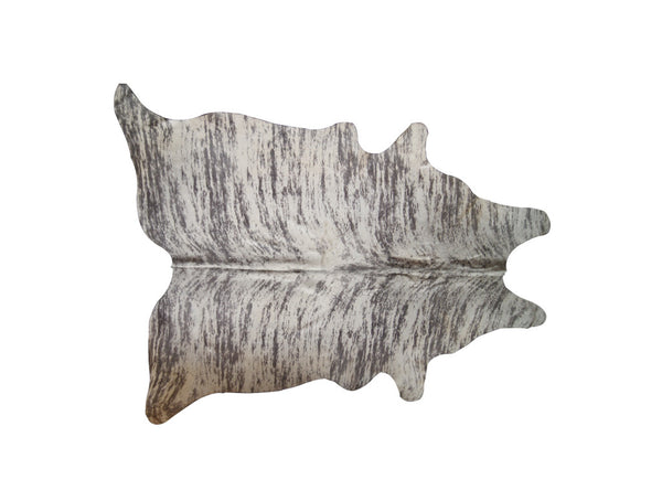 Homeroots 6' X 7' Ivory And Gray Cowhide Striped Hand Knotted Area Rug Brown And Black Cowhide 544318