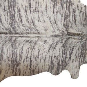 Homeroots 6' X 7' Ivory And Gray Cowhide Striped Hand Knotted Area Rug Brown And Black Cowhide 544318