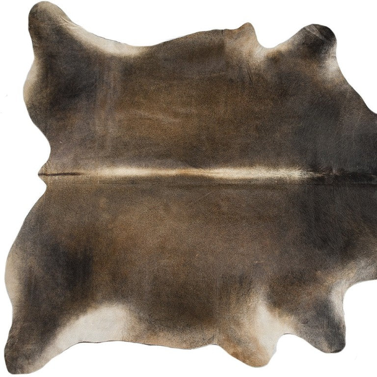 HomeRoots 5x7 Genuine Cowhide Hand Knotted Area Rug Artisan Dark Brown Living Room Accent 544319