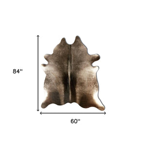 Homeroots 6' X 7' Brown Cowhide Hand Knotted Area Rug Tan Cowhide 544320