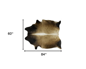 Homeroots 5' X 7' Tan Genuine Cowhide Hand Knotted Area Rug Tan Cowhide 544321