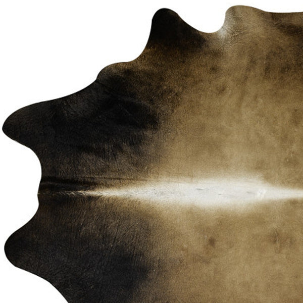 Homeroots 6' X 7' Dark Tan Genuine Cowhide Hand Knotted Area Rug Tan Cowhide 544322