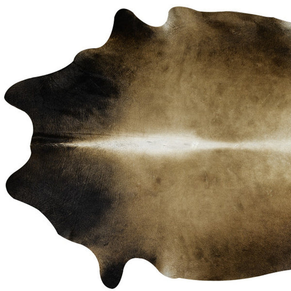 Homeroots 6' X 7' Dark Tan Genuine Cowhide Hand Knotted Area Rug Tan Cowhide 544322