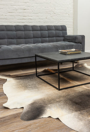 Homeroots 6' X 7' Gray And Ivory Genuine Cowhide Hand Knotted Area Rug Gray Cowhide 544323