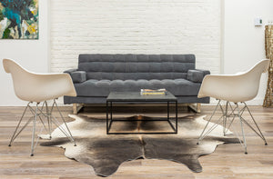 Homeroots 6' X 7' Gray And Ivory Genuine Cowhide Hand Knotted Area Rug Gray Cowhide 544323