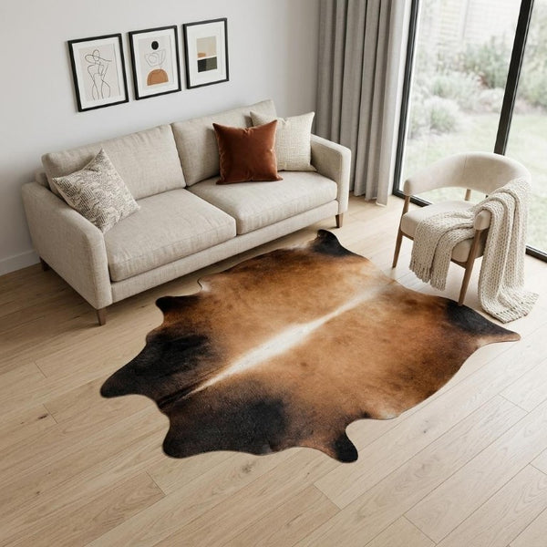 5 X 7 Genuine Cowhide Hand Knotted Area Rug Natural Low Pile Living Room Accent