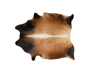 Homeroots 5' X 7' Dark Brown And Tan Genuine Cowhide Hand Knotted Area Rug Tan Cowhide 544324