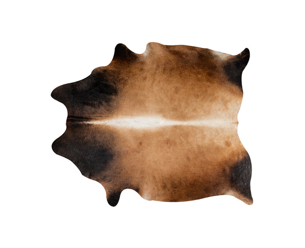 Homeroots 5' X 7' Dark Brown And Tan Genuine Cowhide Hand Knotted Area Rug Tan Cowhide 544324