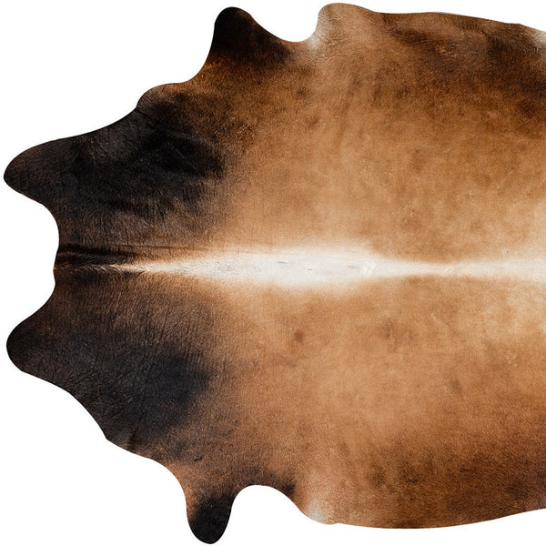 Homeroots 5' X 7' Dark Brown And Tan Genuine Cowhide Hand Knotted Area Rug Tan Cowhide 544324