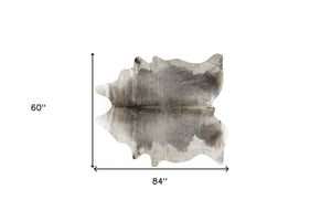 Homeroots 5' X 7' Gray And White Cowhide Hand Knotted Area Rug Gray And White Cowhide 544334
