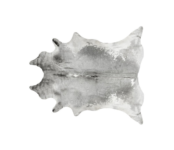 Homeroots 6' X 7' Gray And White Cowhide Hand Knotted Area Rug Gray Cowhide 544335