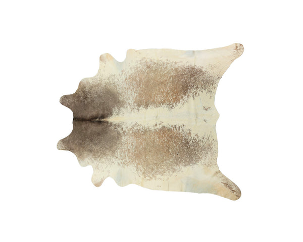 Homeroots 5' X 7' Brown And White Cowhide Hand Knotted Area Rug Tan And White Cowhide 544336