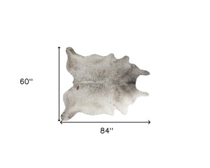 Homeroots 5' X 7' Taupe And Ivory Cowhide Hand Knotted Area Rug Brown And White Cowhide 544342