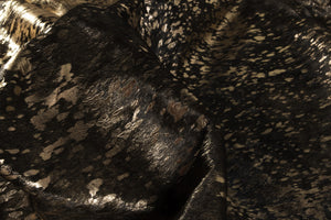 Homeroots 5' X 7' Black And Copper Gold Cowhide Hand Knotted Area Rug Brown And Black Cowhide 544343