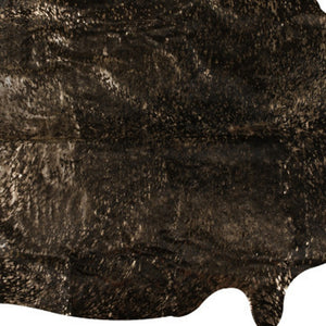 Homeroots 5' X 7' Black And Copper Gold Cowhide Hand Knotted Area Rug Brown And Black Cowhide 544343