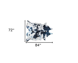 Homeroots 6' X 7' Black And White Cowhide Hand Knotted Area Rug Black And White Cowhide 544345