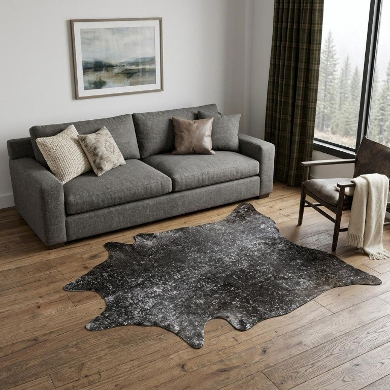 5x7 Hand Knotted Genuine Cowhide Area Rug Artisan Crafted for Living Rooms