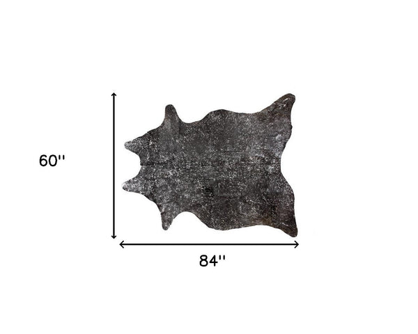 Homeroots 5' X 7' Brown And Silver Cowhide Hand Knotted Area Rug Silver And Brown Cowhide 544348