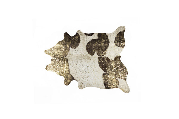 Homeroots 5' X 7' Ivory Brown And Gold Cowhide Hand Knotted Area Rug Brown And White Cowhide 544350