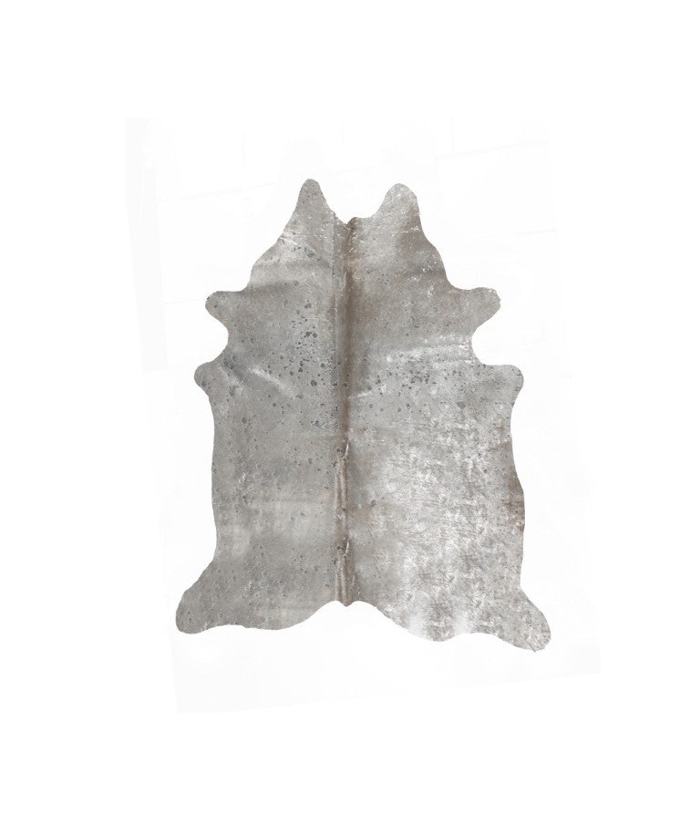 HomeRoots 5x7 Genuine Cowhide Hand Knotted Area Rug Artisan Gray Silver Living Room 544351
