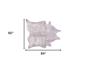 Homeroots 5' X 7' Gray And Pink Cowhide Hand Knotted Area Rug Gray Cowhide 544352