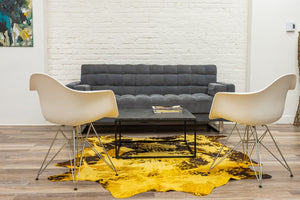 Homeroots 6' X 7' Yellow And Brown Cowhide Hand Knotted Area Rug Brown Cowhide 544353