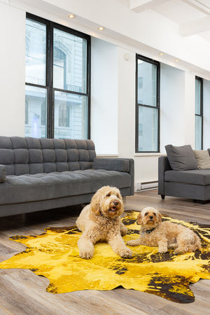 Homeroots 6' X 7' Yellow And Brown Cowhide Hand Knotted Area Rug Brown Cowhide 544353