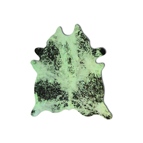 Homeroots 6' X 7' Green And Black Cowhide Hand Knotted Area Rug Lime Green Cowhide 544355