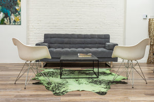 Homeroots 6' X 7' Green And Black Cowhide Hand Knotted Area Rug Lime Green Cowhide 544355