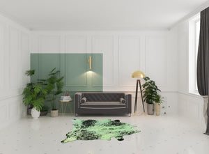 Homeroots 6' X 7' Green And Black Cowhide Hand Knotted Area Rug Lime Green Cowhide 544355