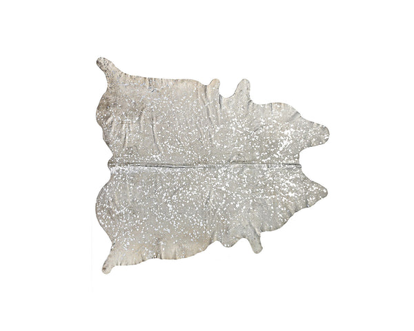 Homeroots 6' X 7' Silver And Ivory Cowhide Hand Knotted Area Rug Silver And Natural Cowhide 544357