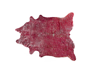 Homeroots 5' X 7' Red And Silver Cowhide Hand Knotted Area Rug Red And Silver Cowhide 544358