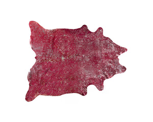 Homeroots 5' X 7' Red And Silver Cowhide Hand Knotted Area Rug Red And Silver Cowhide 544358