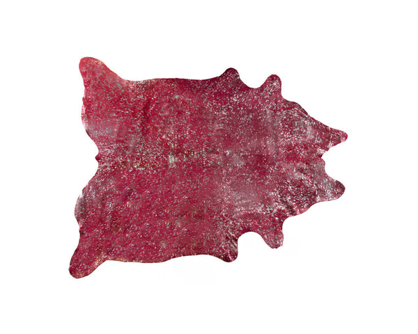 Homeroots 5' X 7' Red And Silver Cowhide Hand Knotted Area Rug Red And Silver Cowhide 544358