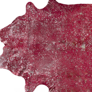 Homeroots 5' X 7' Red And Silver Cowhide Hand Knotted Area Rug Red And Silver Cowhide 544358