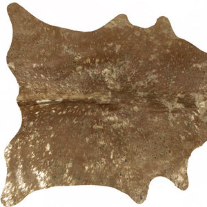 Homeroots 5' X 7' Gold And Brown Cowhide Hand Knotted Area Rug Tan And Brown Cowhide 544360