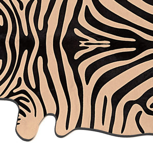 Homeroots 5' X 7' Black And Tan Zebra Print Genuine Cowhide Handmade Area Rug Black And Tan Cowhide 544368