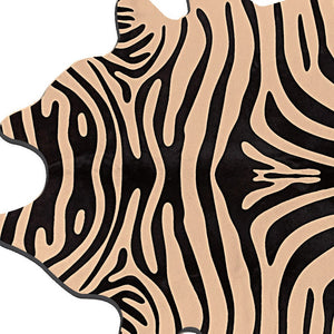 Homeroots 6' X 7' Black And Tan Zebra Print Genuine Cowhide Area Rug Black And Tan Cowhide 544369