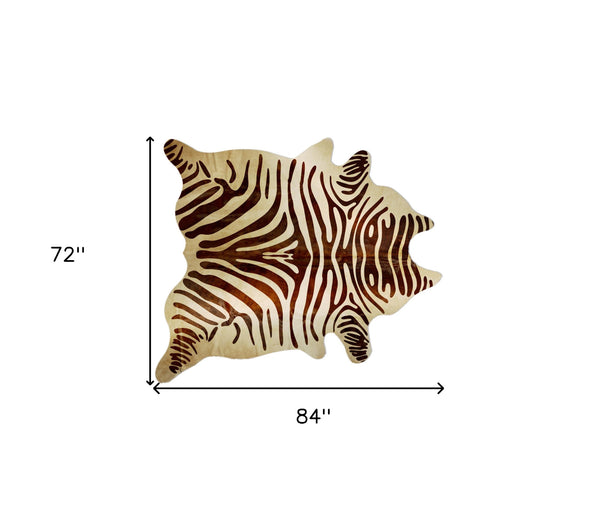 Homeroots 6' X 7' Natural And Brown Zebra Print Genuine Cowhide Area Rug Natural And Brown Cowhide 544370