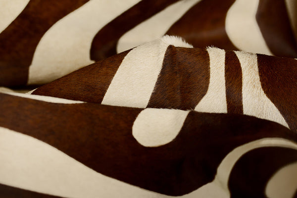 Homeroots 6' X 7' Natural And Brown Zebra Print Genuine Cowhide Area Rug Natural And Brown Cowhide 544370