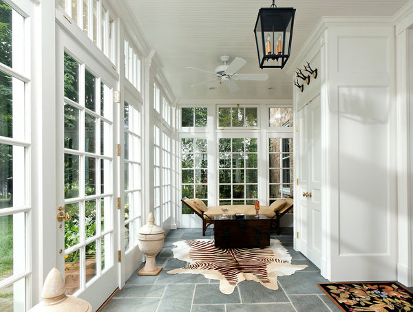 Homeroots 6' X 7' Natural And Brown Zebra Print Genuine Cowhide Area Rug Natural And Brown Cowhide 544370