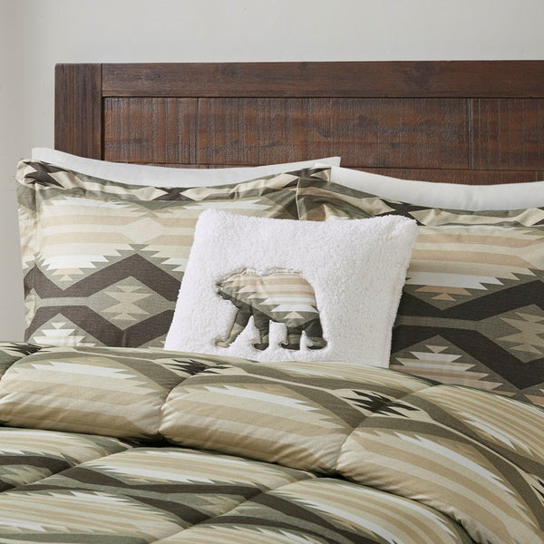 English Elm King Southwest-Inspired Comforter Set With Sherpa Bear Pillow – Cozy Lodge Style & Easy Care! B035P148498