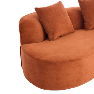 English Elm Christopher Knight Home® - 126" Curved Sectional Sofa - Dark Orange Full Foam, Oversized 5-Seater For Modern Living Rooms N771P247830C_N771P247831C