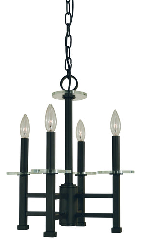 Framburg 4-lighting Elegant Matte Black Mini-chandelier With Dazzling Clear Crystal Disks For Stunning Décor Matte Black Metal 5444 Mblack