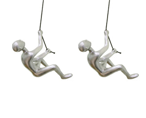 Homeroots Set Of Two 6" Silver Unique Climbing Man With Rope Wall Art  Resin 544458