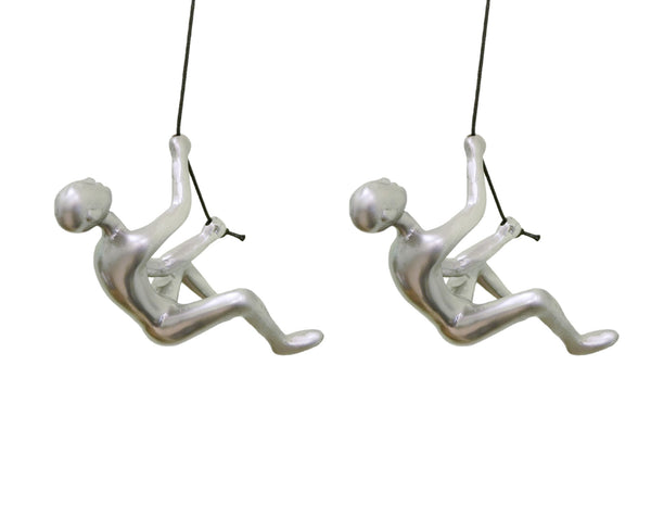 Homeroots Set Of Two 6" Silver Unique Climbing Man With Rope Wall Art  Resin 544458